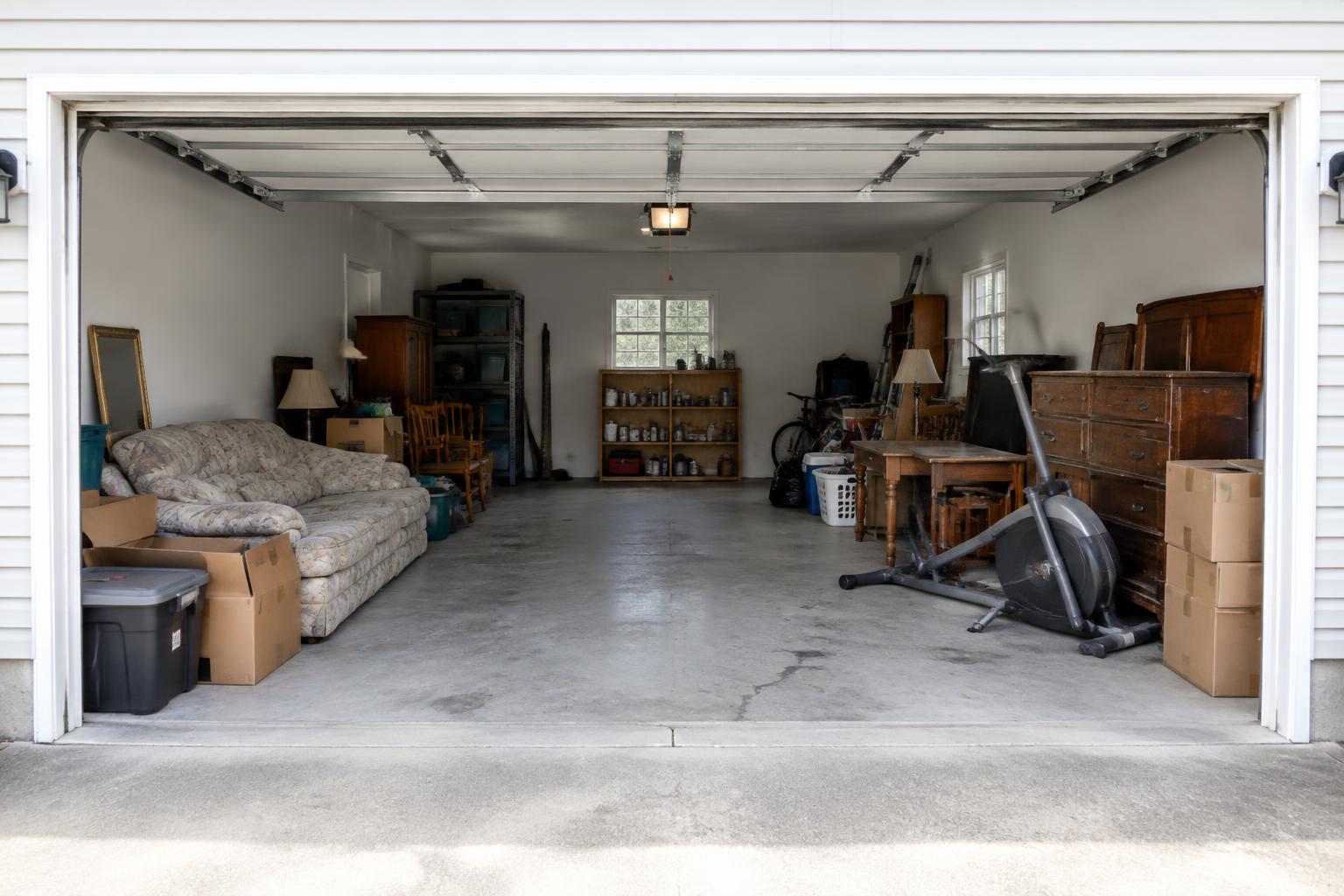 Illustration of a cluttered garage before junk removal